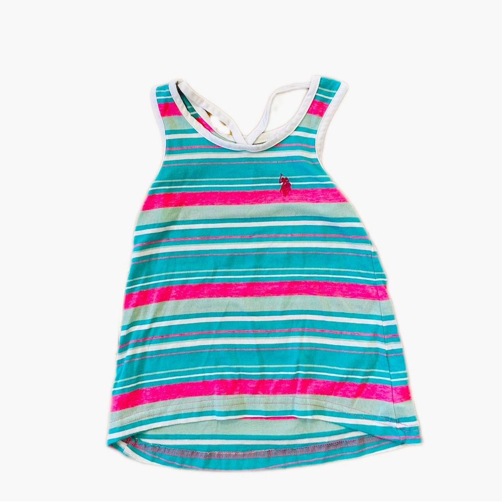 US POLO ASSOCIATION sleeveless tank top pink blue white